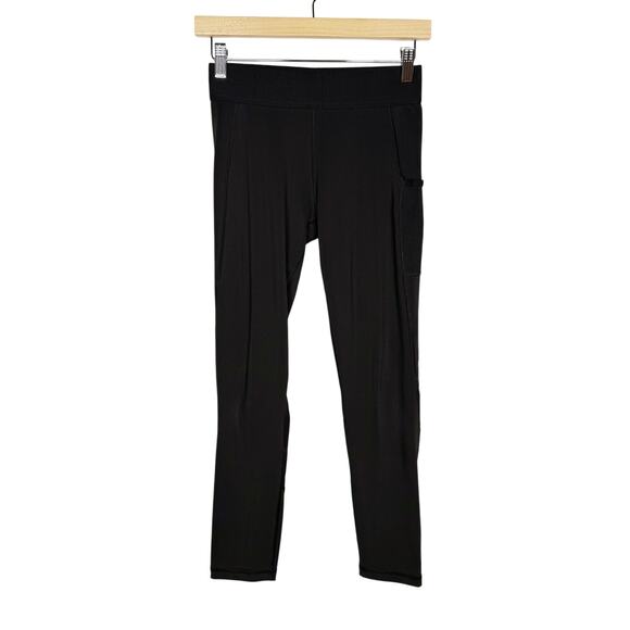 Adidas Womens Small S Black AeroReady Logo Leggings with Side Pocket Athletic - Picture 1 of 8